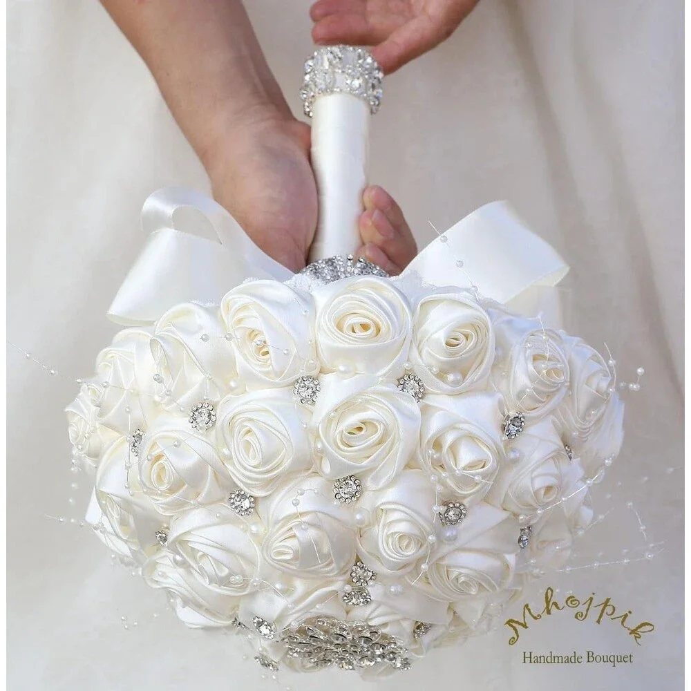 Mhojpik Artificial Rose Bouquet (Ivory, 8.7